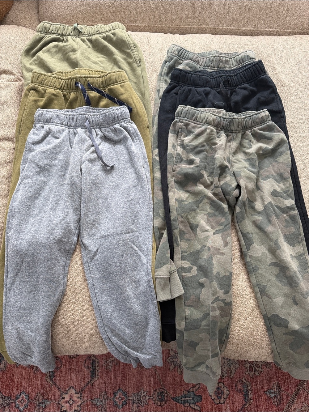 Cat & Jack Boys Sweatpants Size M (8) Bundle - Gray, Olive, Black, Camo